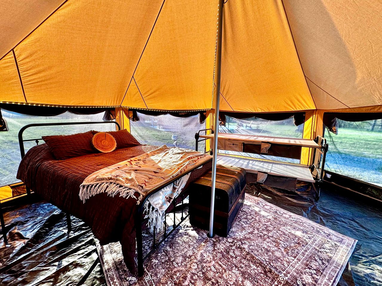 Goregous Bell Tent Glamping with Wood Burning Stove on the Illinois River near Tahlequah, OK