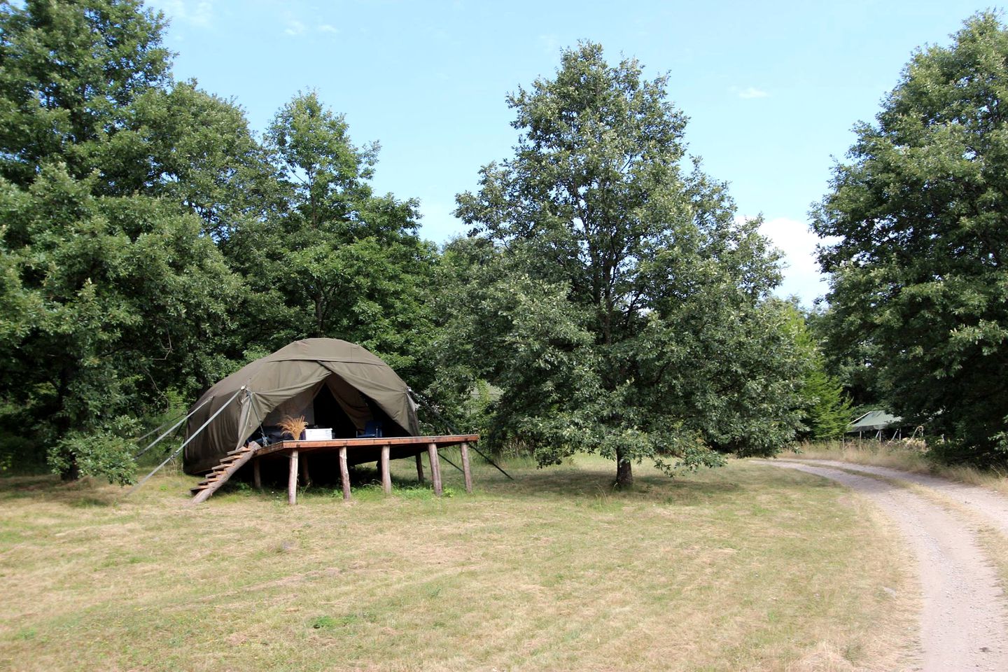 Spacious Family Tent with Private Elevated Terrace at Campsite near Opava, Slovakia