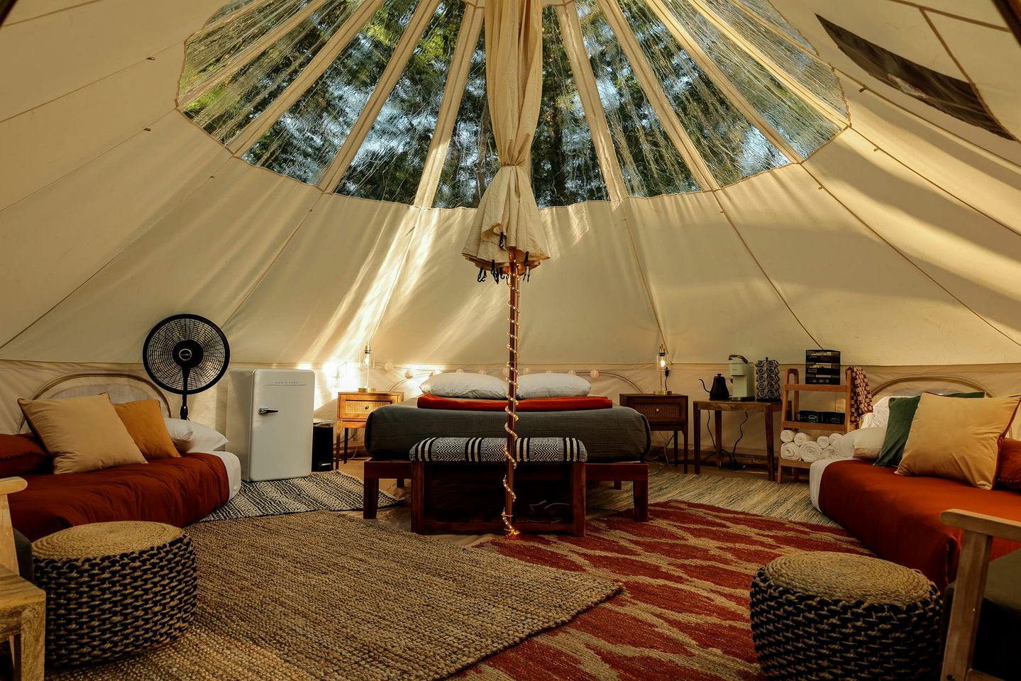 Pet-Friendly Bell Tent with Chic and Cozy Interior in Maine