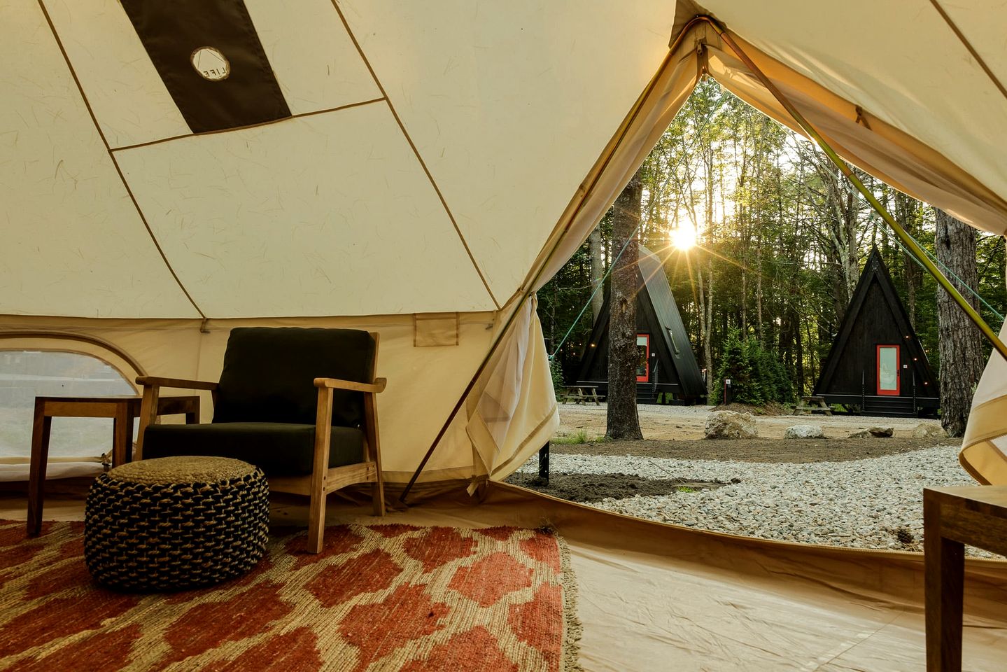 Pet-Friendly Bell Tent with Chic and Cozy Interior in Maine