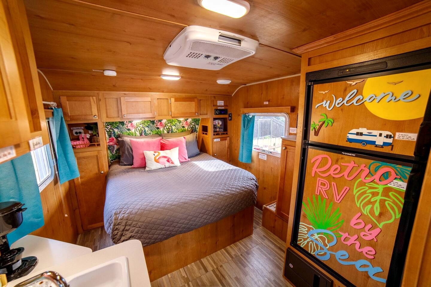 Vintage-Inspired Retro RV with Flamingo Theme Near Coast & Hiking Trails, El Cajon CA