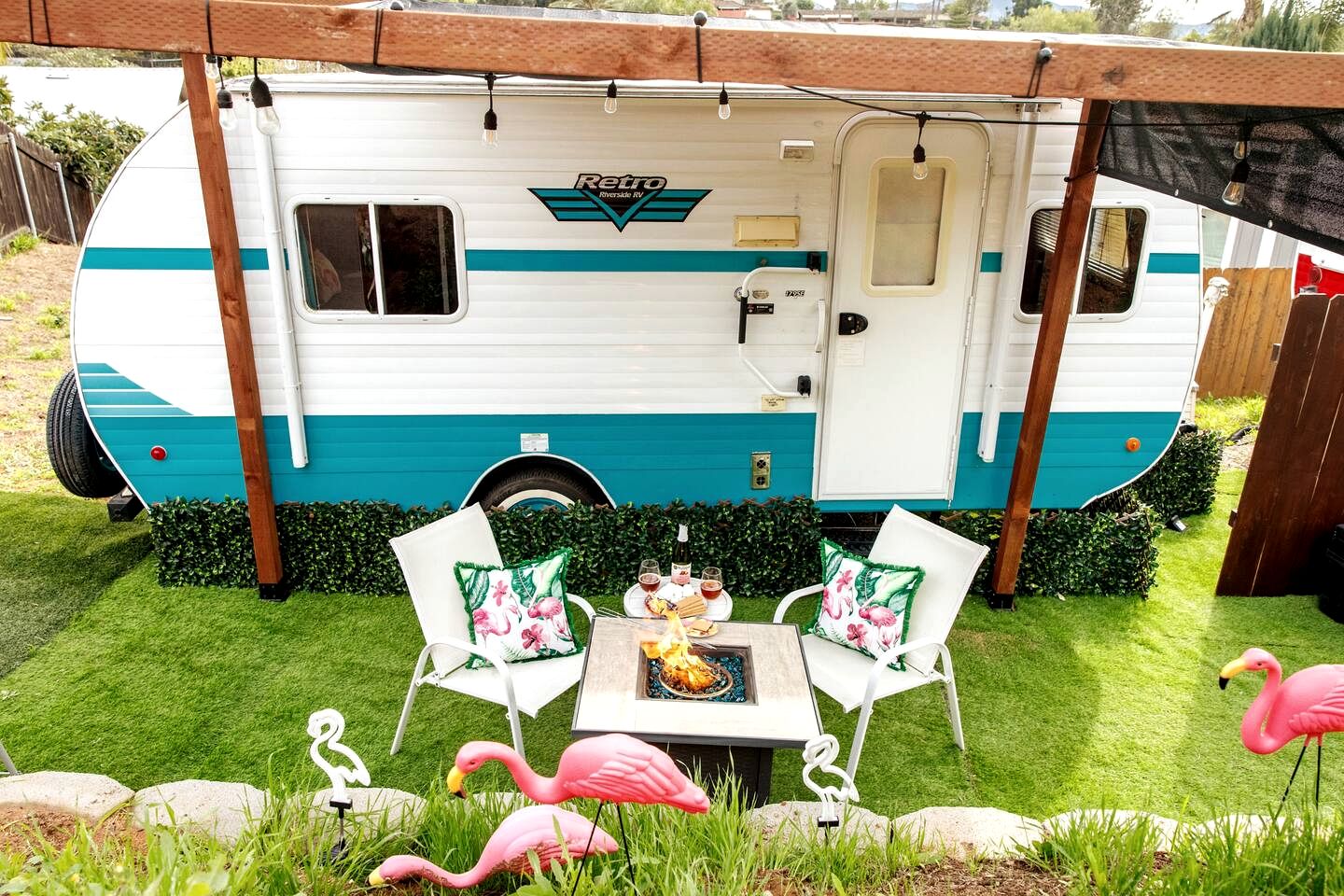 Vintage-Inspired Retro RV with Flamingo Theme Near Coast & Hiking Trails, El Cajon CA