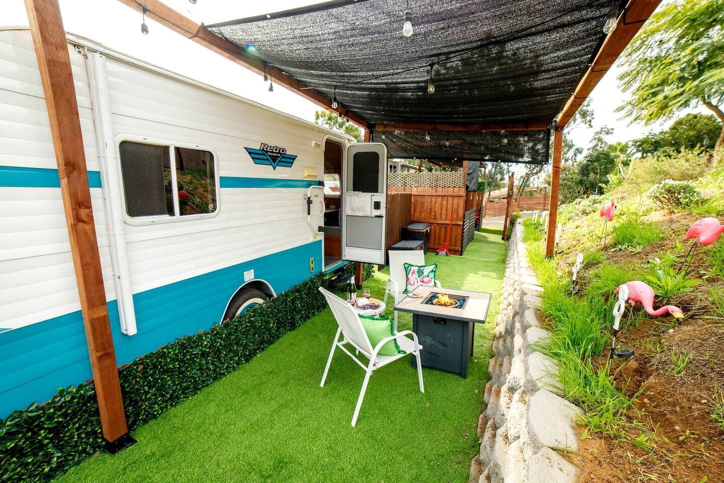 Vintage-Inspired Retro RV with Flamingo Theme Near Coast & Hiking Trails, El Cajon CA