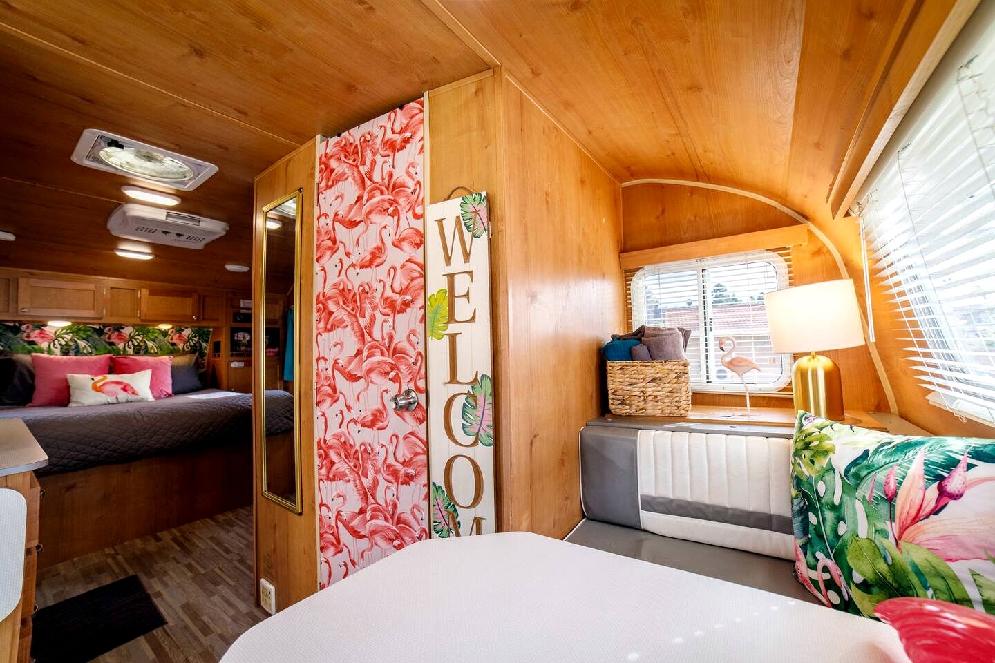 Vintage-Inspired Retro RV with Flamingo Theme Near Coast & Hiking Trails, El Cajon CA