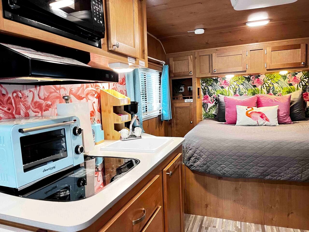 Vintage-Inspired Retro RV with Flamingo Theme Near Coast & Hiking Trails, El Cajon CA