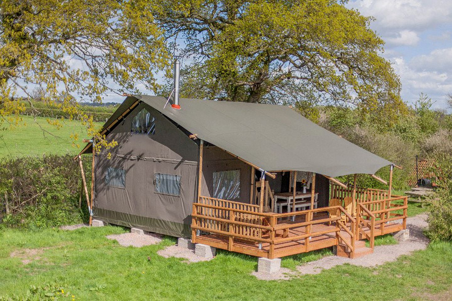 Deluxe Two-Story Glamping Tent with Four-Poster Bed in Wiltshire, England