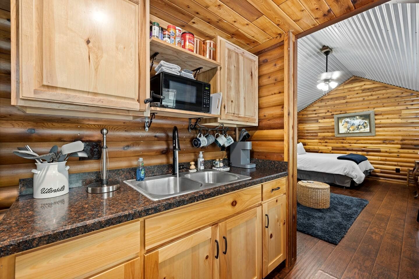 Stunning Riverfront Log Cabin Nestled Amidst Trees in Nashoba, Oklahoma