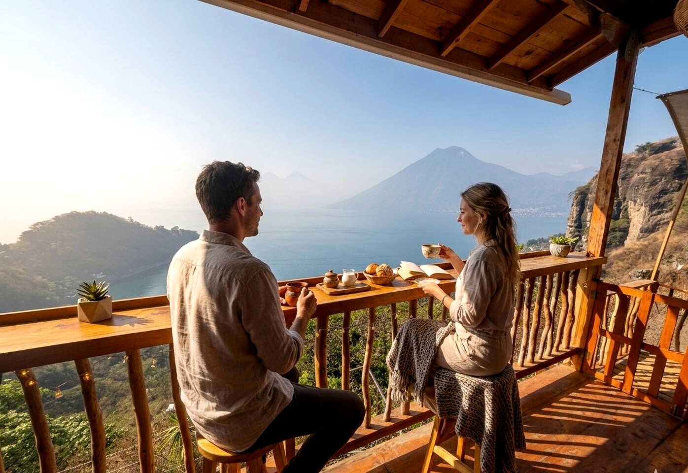 Romantic Private Cabin with Panoramic Lake & Volcano Sunrise Views Near San Marcos La Laguna, Guatemala