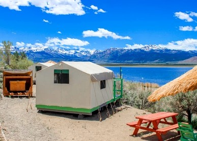 Cozy Lakeside Glamping Cabin with Mountain Views near Eastern Sierra, California photo 3