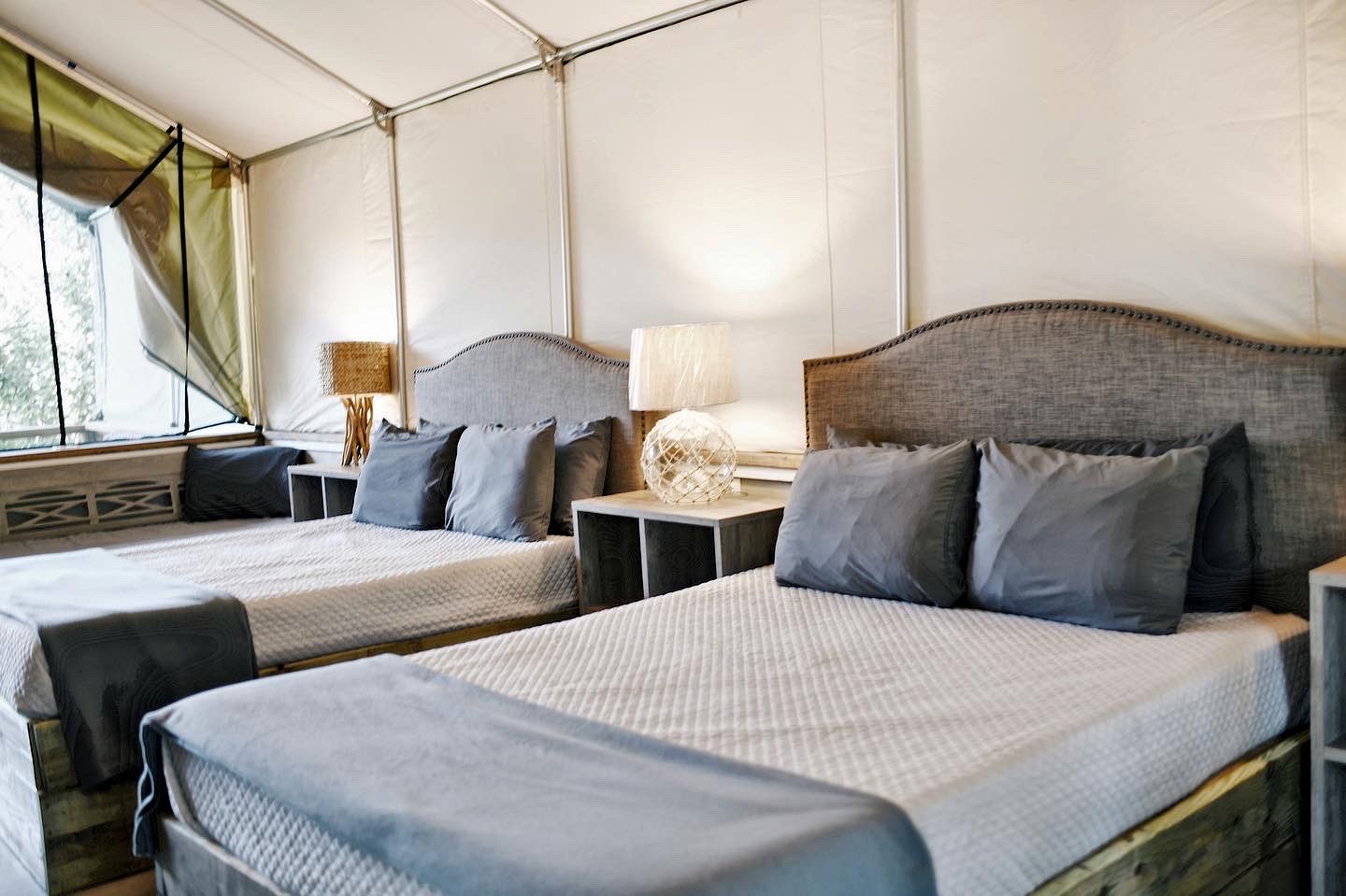 Texas Glamping Vacation Full of Aquatic Adventures: Fantastic Tented Cabin by a Creek near San Antonio