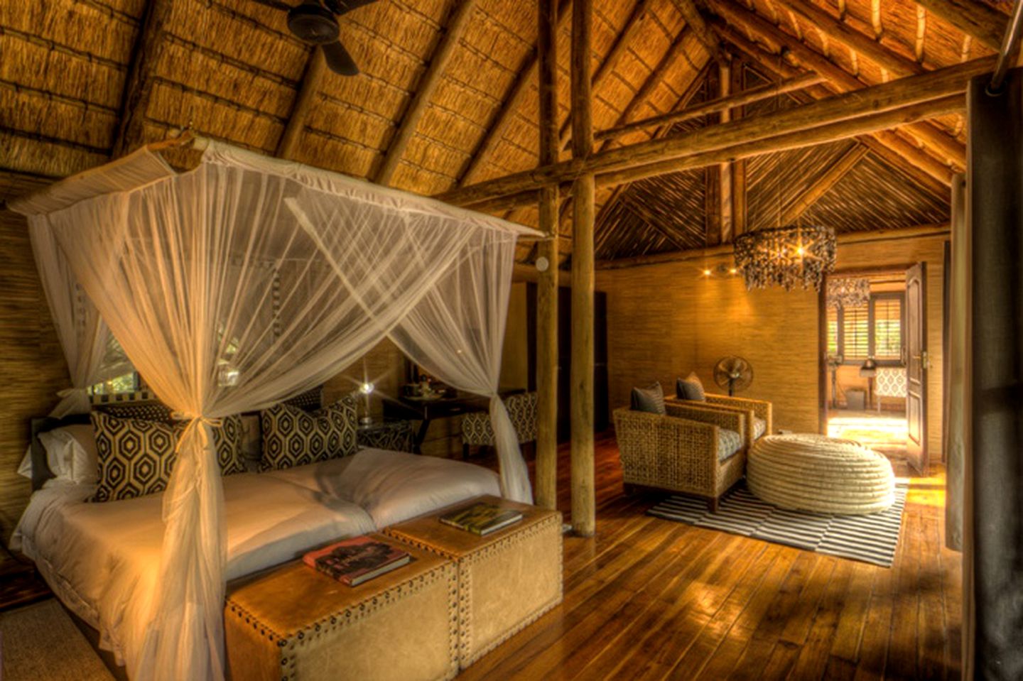 Thatched Cabins along the Savute Chanel in Botswana