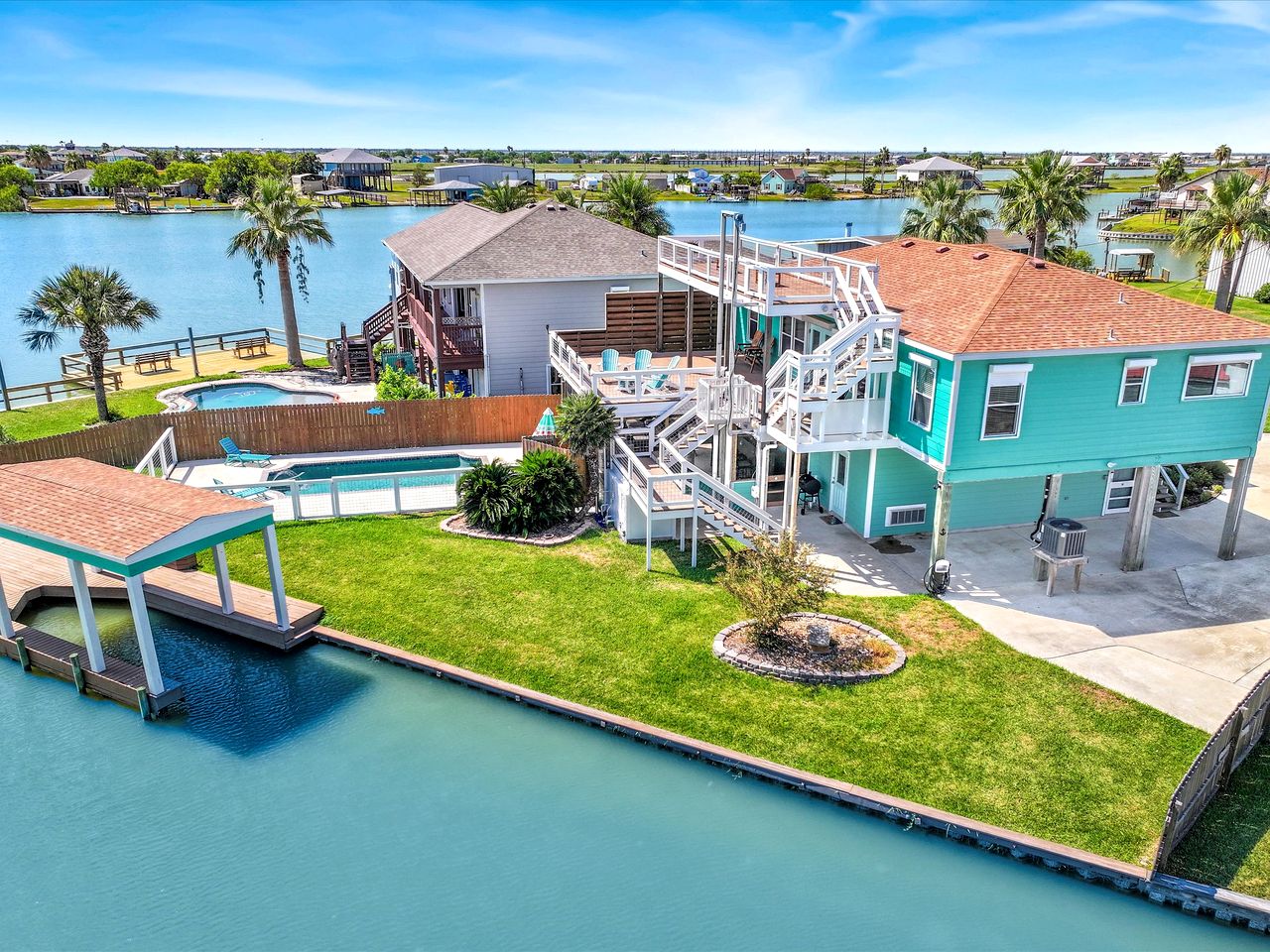 Luxurious Waterfront Home with Pool, Cabana & Boat Slip near Fishing in Rockport, Texas