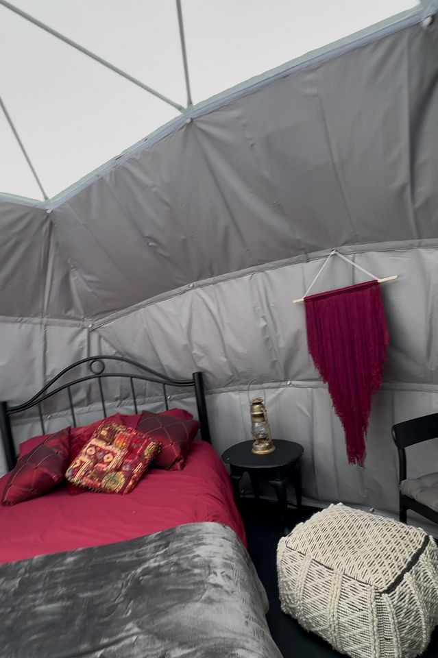 Cozy Geodesic Glamping Dome on a Canadian Ranch with Horses, Perfect for a Weekend of Wellness
