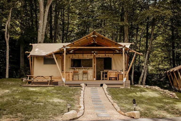 Incredible Safari Tent Perfect for Family Getaways in Erwin, Tennessee