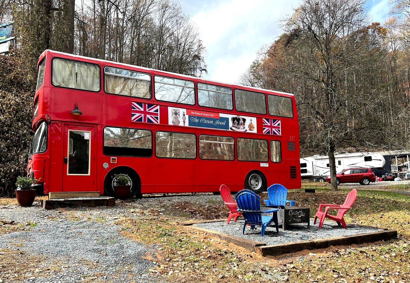 Feel Like Royalty in this Luxurious London Bus near Bryson City, North Carolina