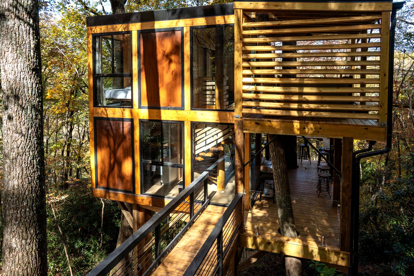 Enchanted Geometric Treehouse with 360° Windows & Hot Tub Near Highlands, NC