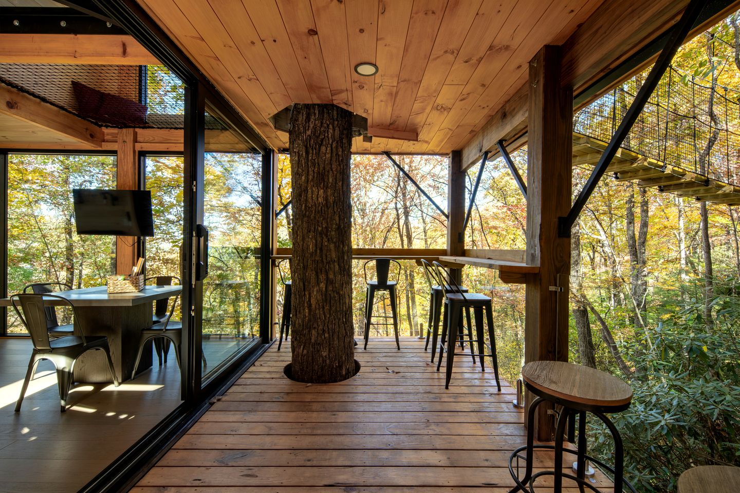 Enchanted Geometric Treehouse with 360° Windows & Hot Tub Near Highlands, NC