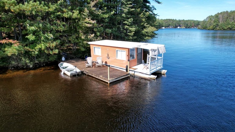 Unique Floating Home on Private Island for a Memorable Romantic Escape on Brantingham Lake, New York