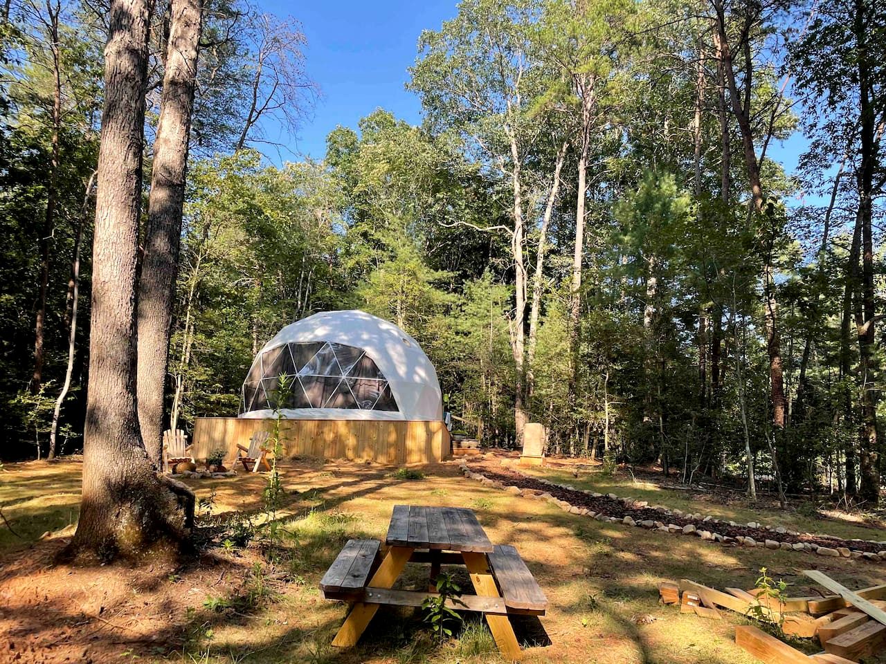 Unplug and Unwind in a Modern Dome with Firelight Evenings and Starry Skies in Traphill, North Carolina