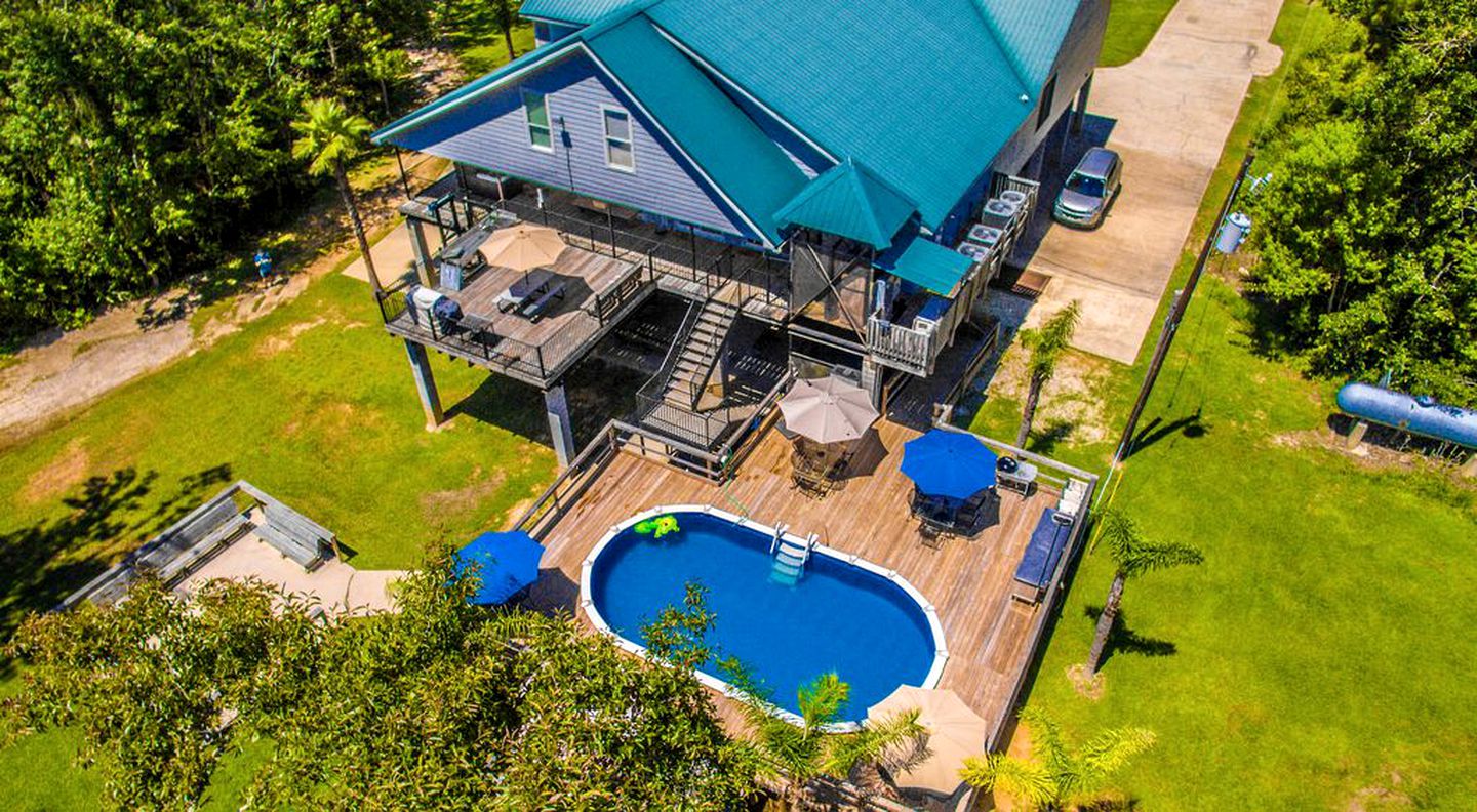 Incredibly Spacious Rental with Private Pool and River Access in Gulfport, Mississippi