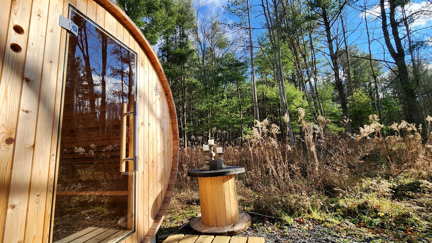 Incredible Secluded Cabin with Barrel Sauna, Fire Pit and Deck for an Unforgettable Getaway in the Finger Lakes in New York