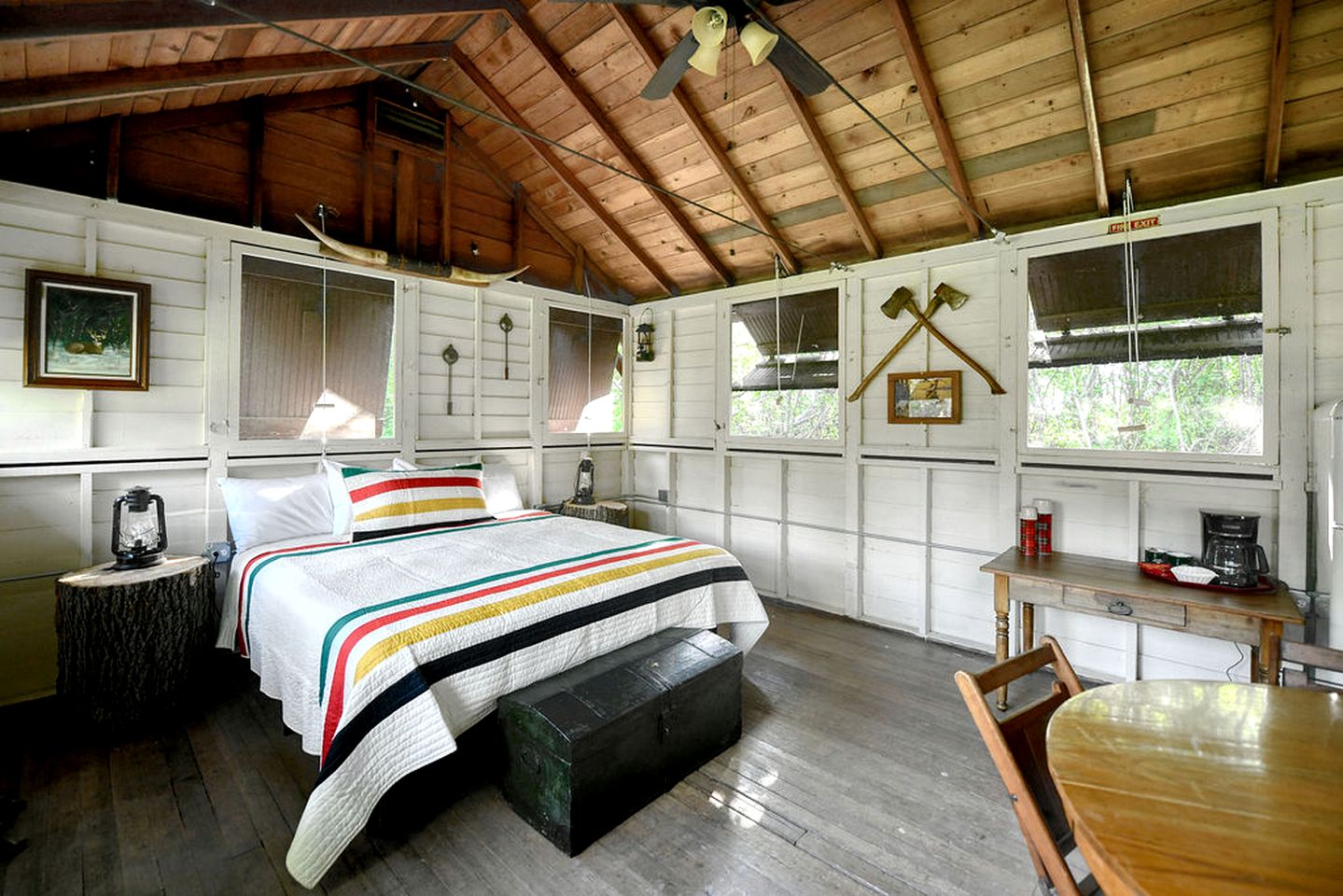 Three Cozy Historic Scout Cabins with Fire Pit, BBQ, and Hammocks for a Memorable Family Adventure in Troy, Wisconsin