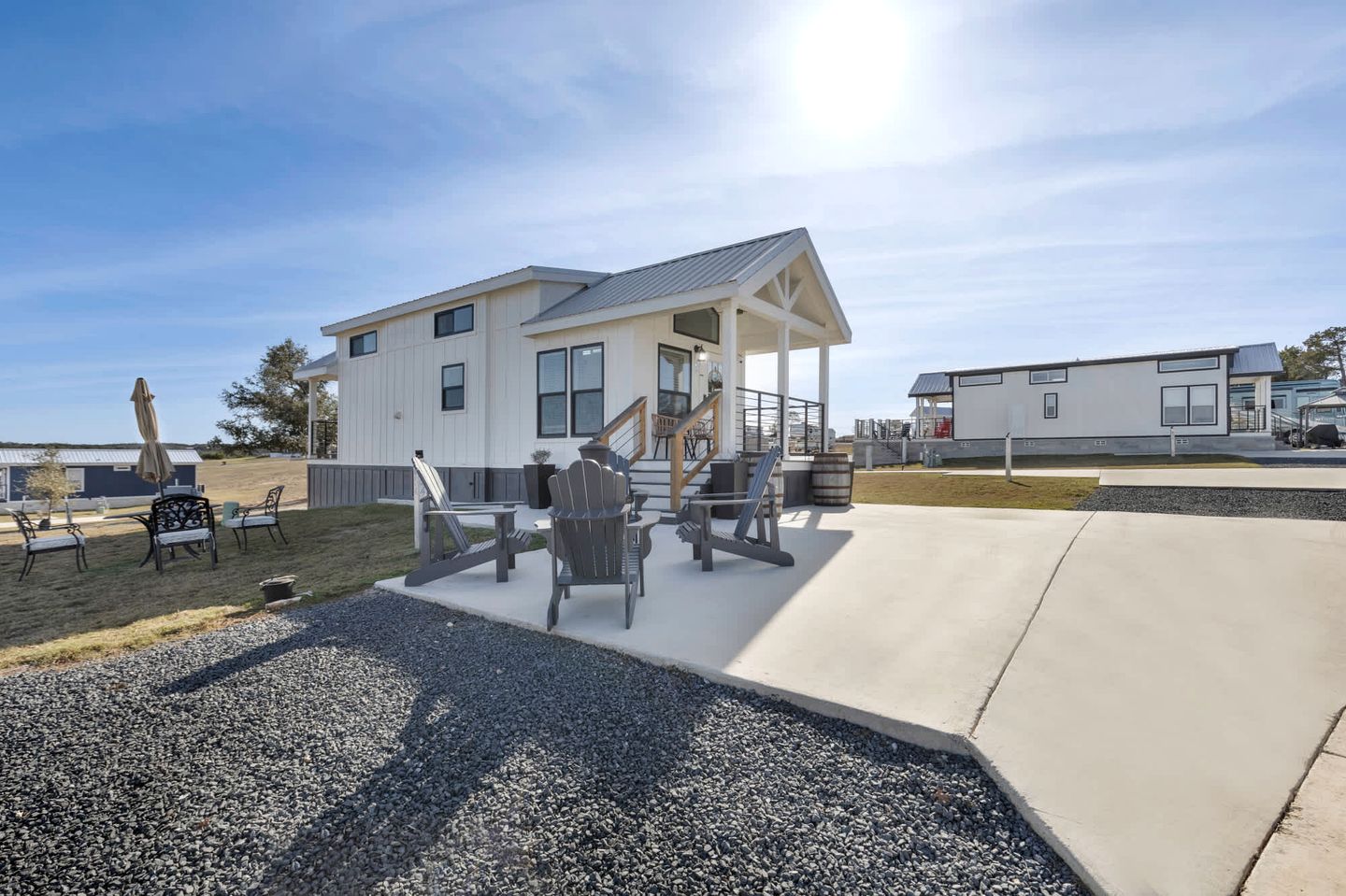 Modern and Inviting Tiny Home Retreat with Resort-Style Pool and Amenities Near Fredericksburg, TX