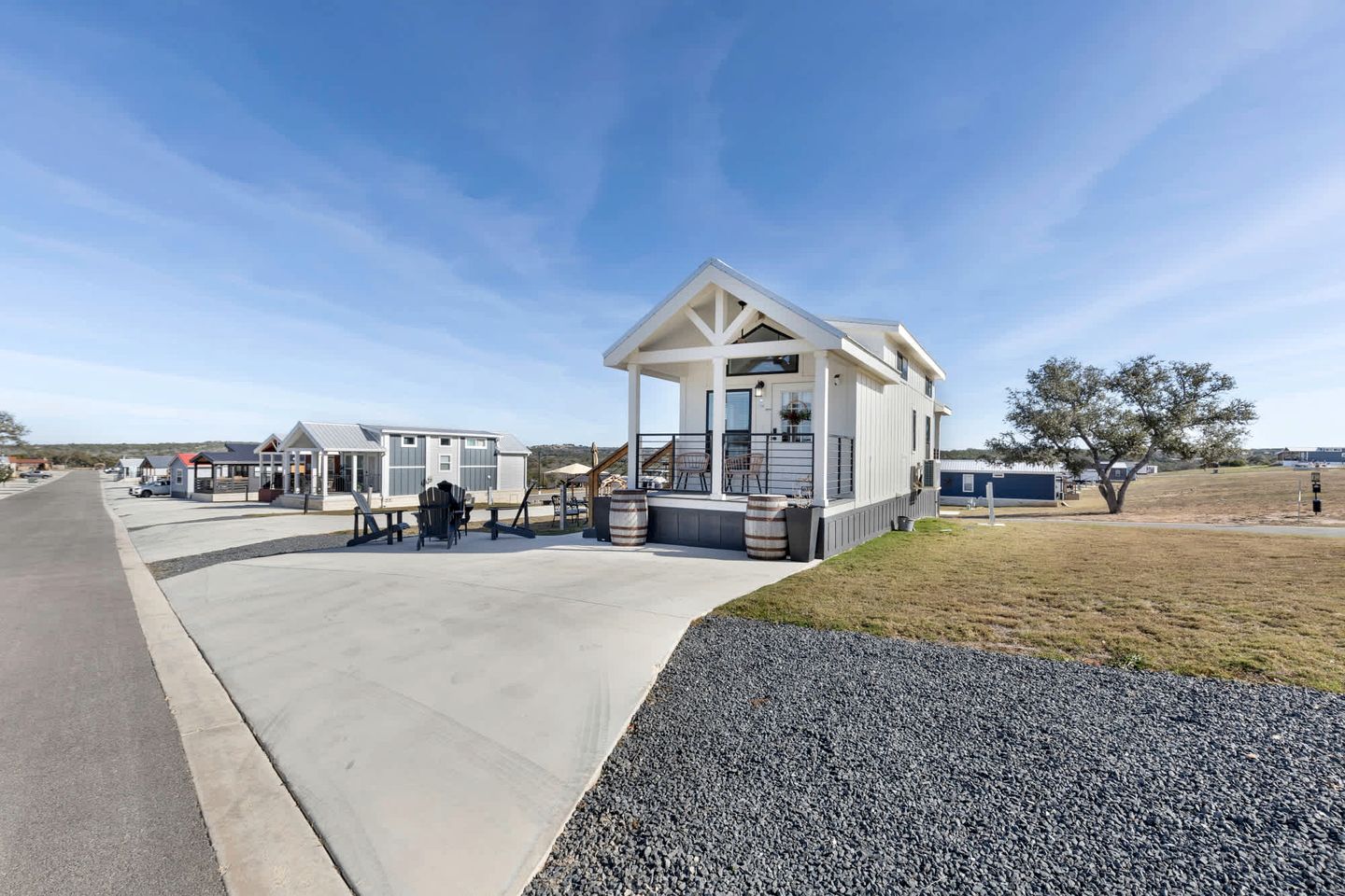 Modern and Inviting Tiny Home Retreat with Resort-Style Pool and Amenities Near Fredericksburg, TX