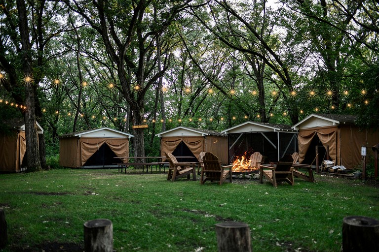 Amazing Group Glamping in Restored Vintage Girl-Scout Tents for a Unique Outdoor Adventure in Troy, Wisconsin