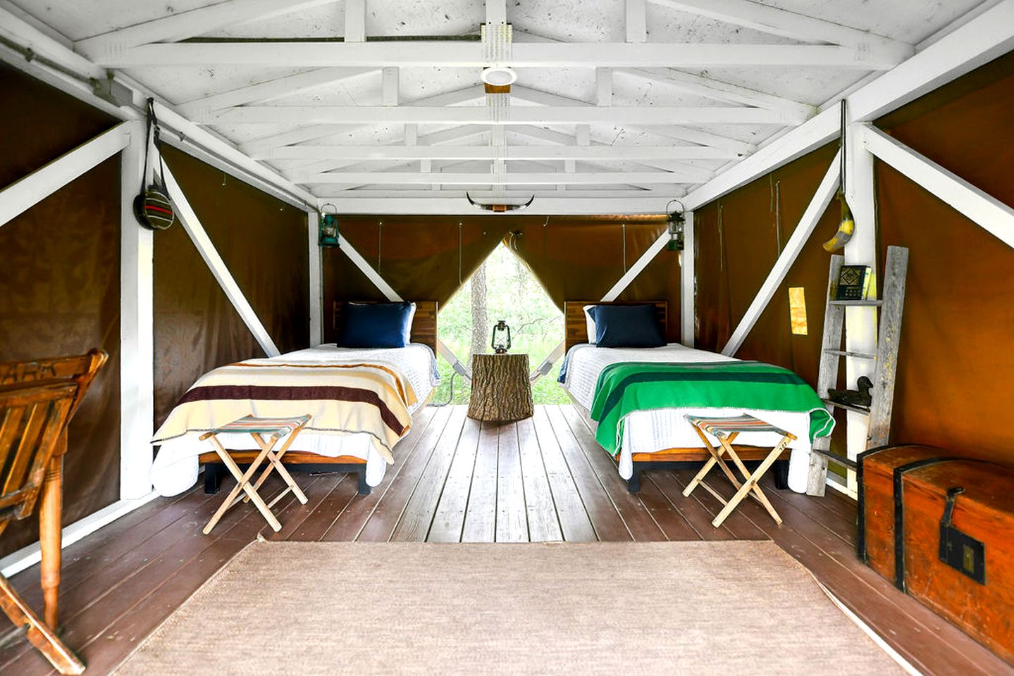 Amazing Group Glamping in Restored Vintage Girl-Scout Tents for a Unique Outdoor Adventure in Troy, Wisconsin