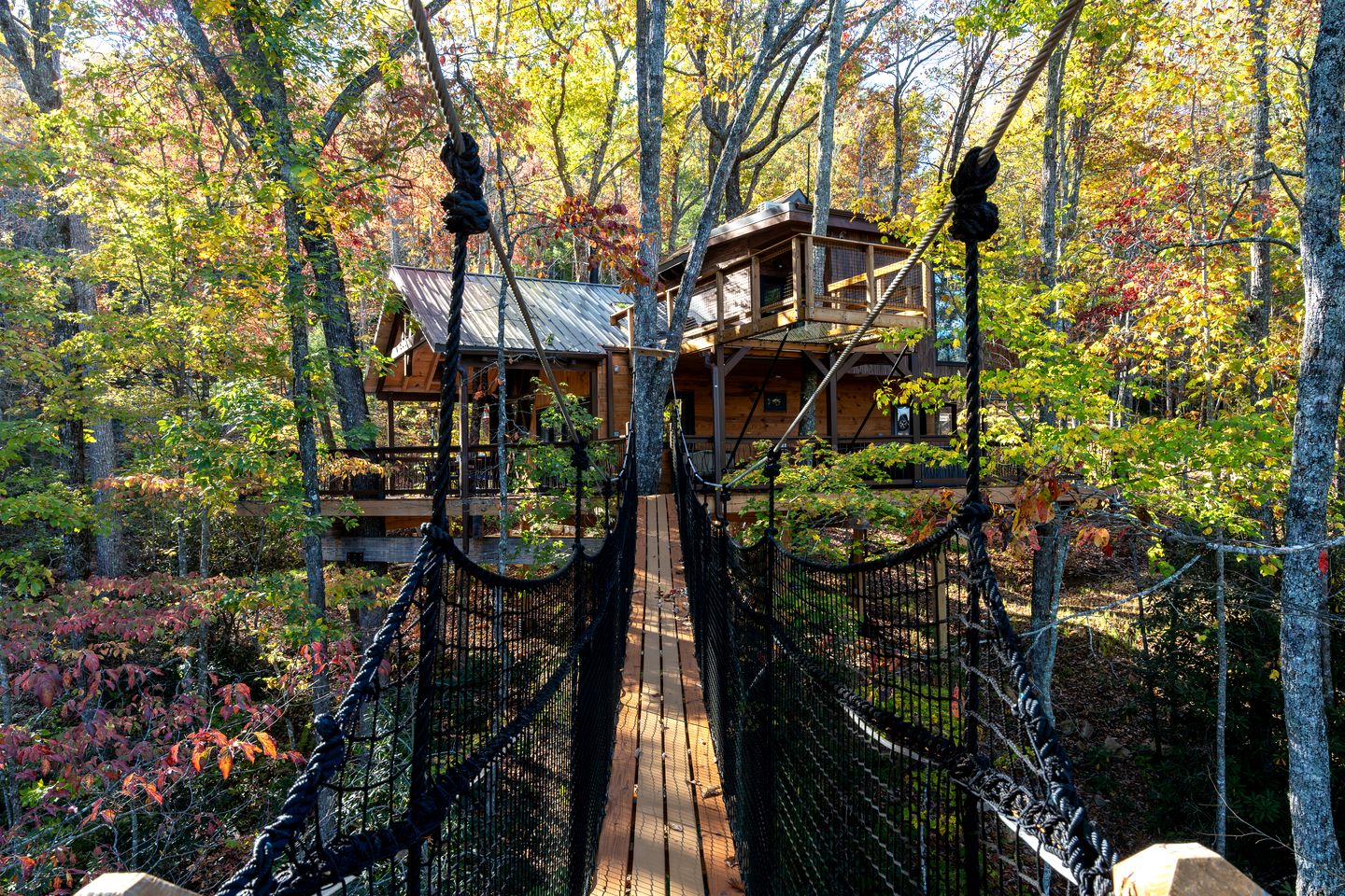 Secluded Adventure Treehouse with Net Loft & Swaying Bridge Near Highlands, NC
