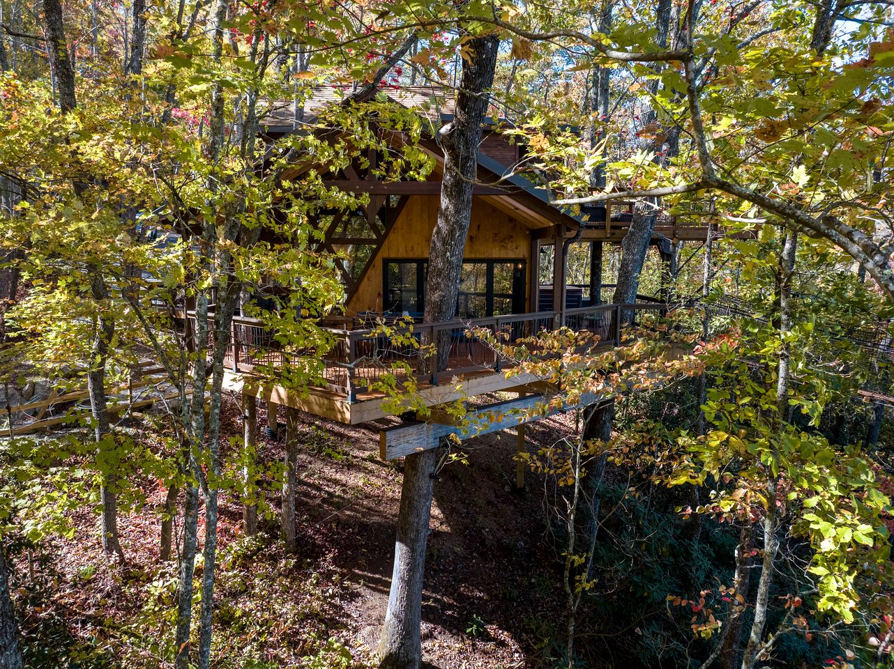 Secluded Adventure Treehouse with Net Loft & Swaying Bridge Near Highlands, NC