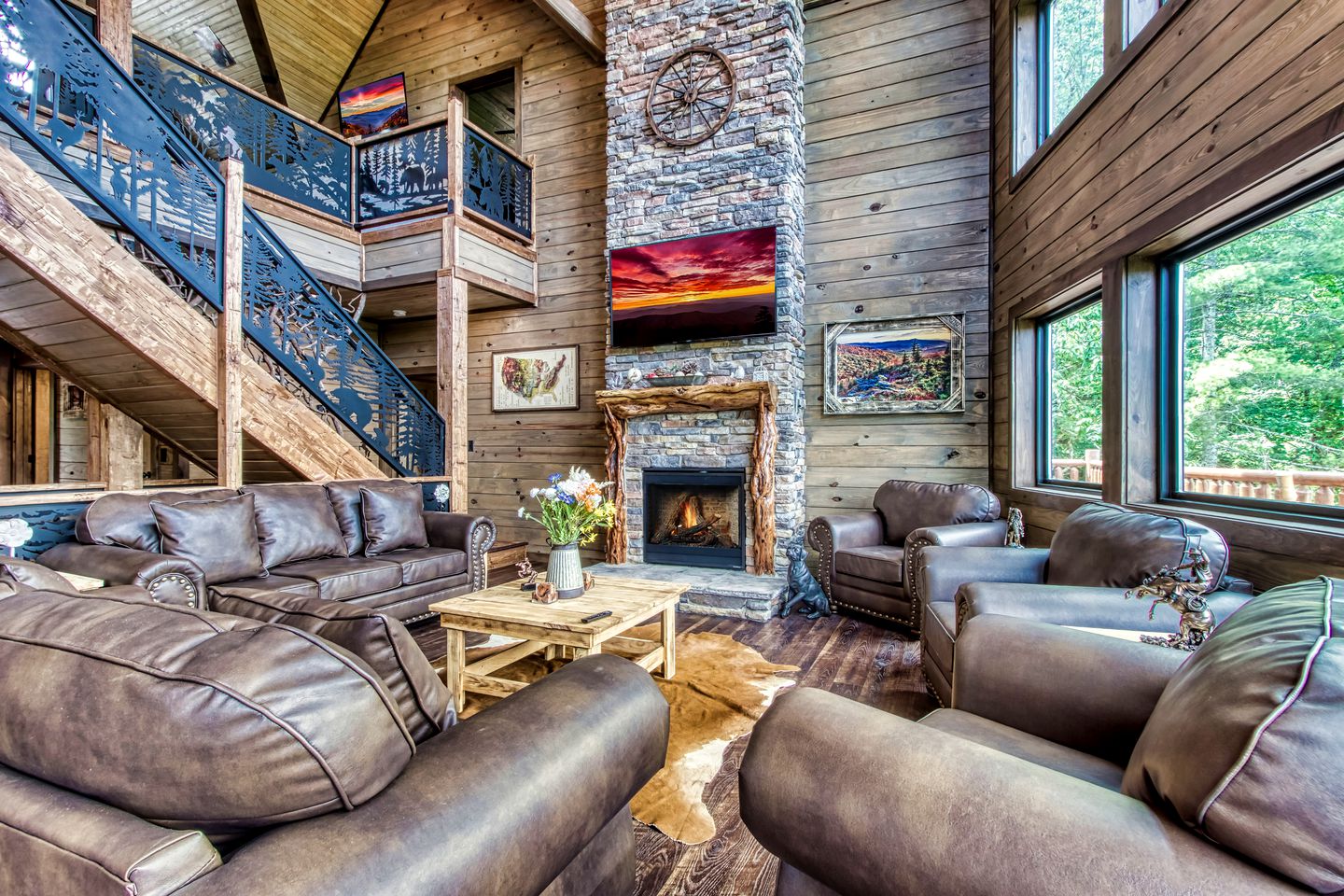 Mountain Glamping Cabin with Pool and Arcade in Pigeon Forge, Tennessee