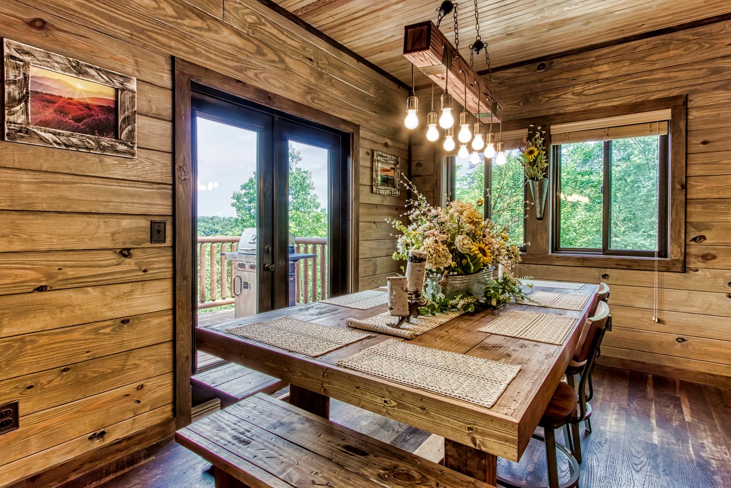 Mountain Glamping Cabin with Pool and Arcade in Pigeon Forge, Tennessee