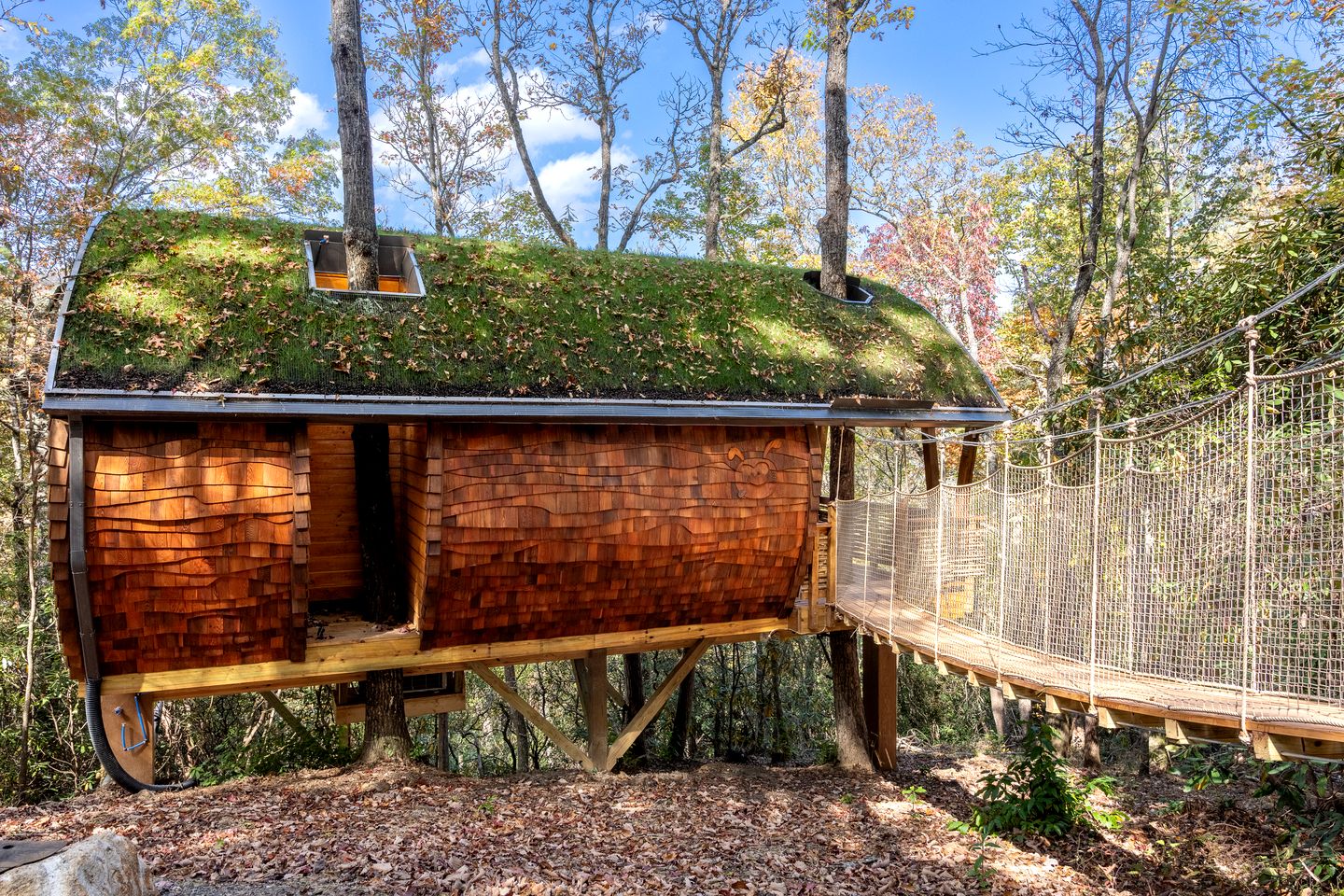 Luxury Nest-Inspired Treehouse with Net Loft & Hot Tub Near Highlands, NC