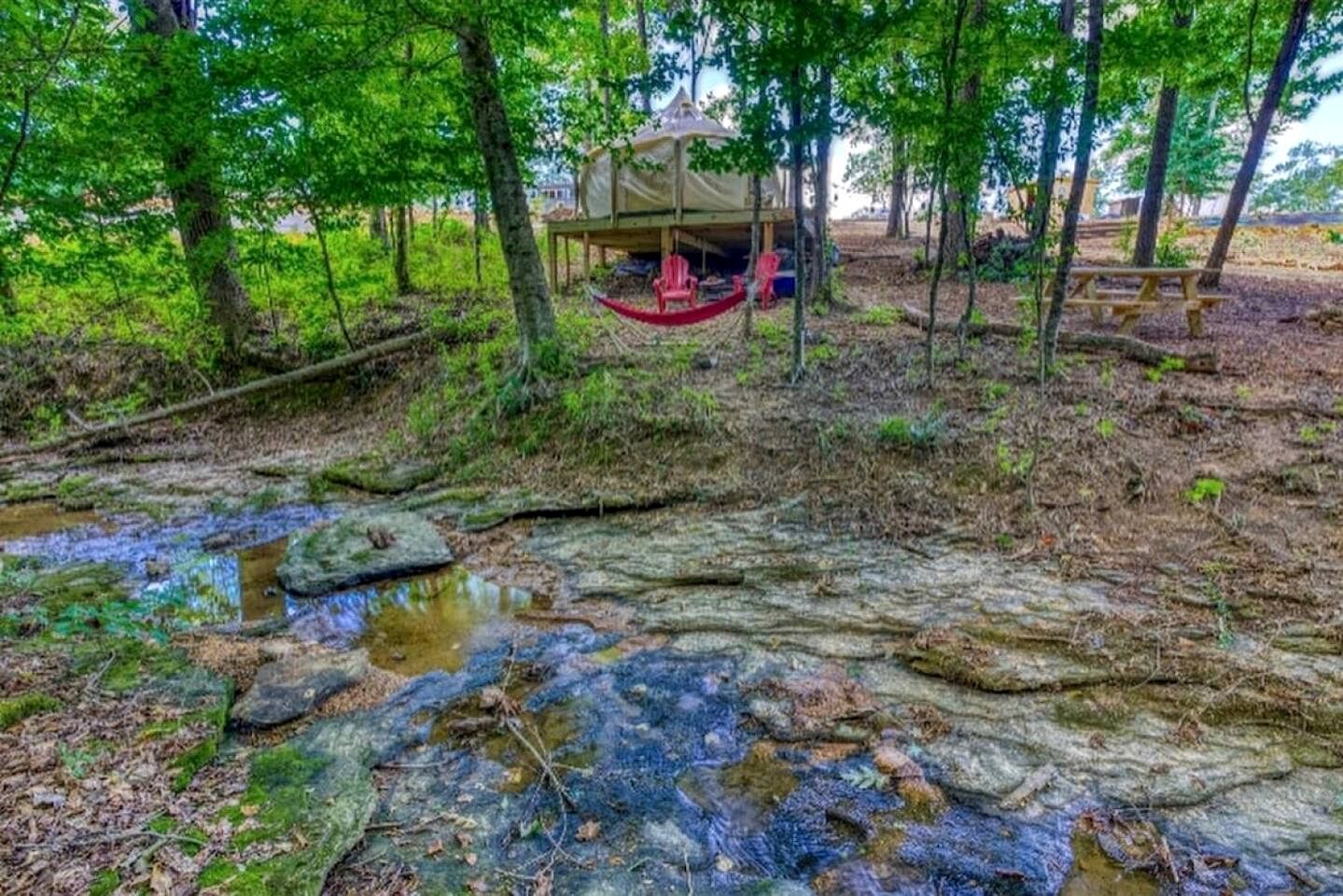 Secluded Bell Tent with Outdoor Shower and Deck in Alabama