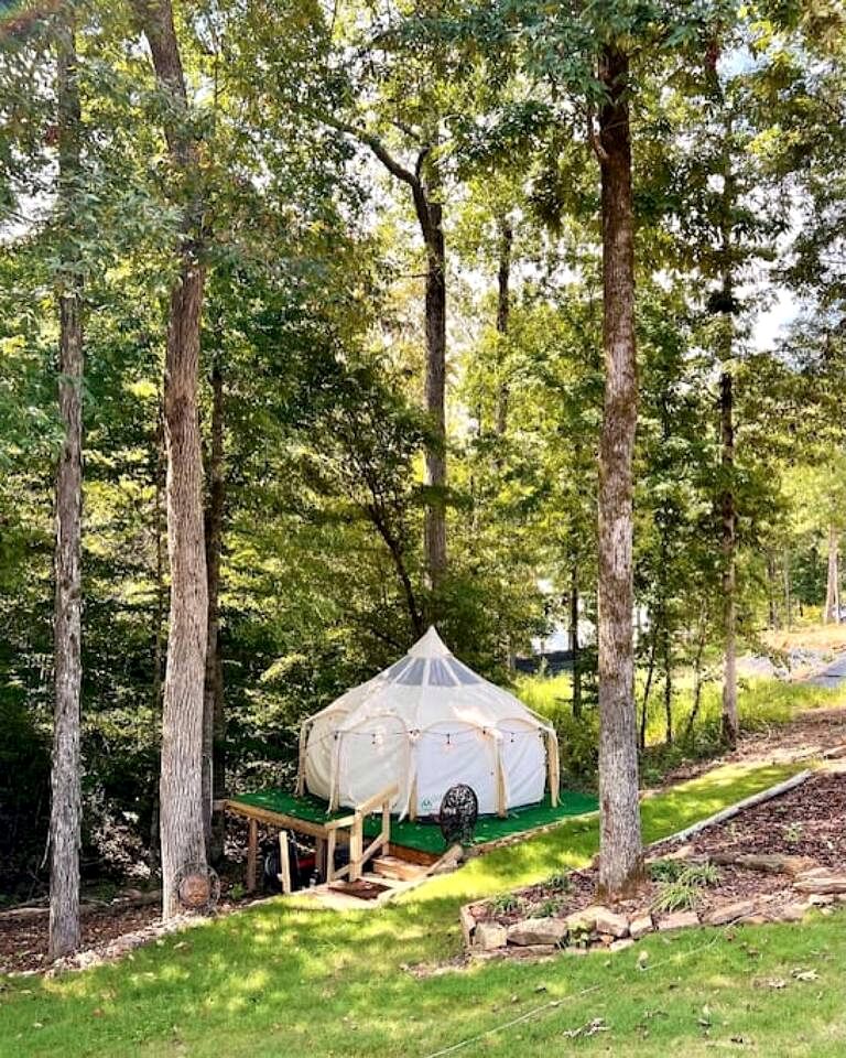 Secluded Bell Tent with Outdoor Shower and Deck in Alabama
