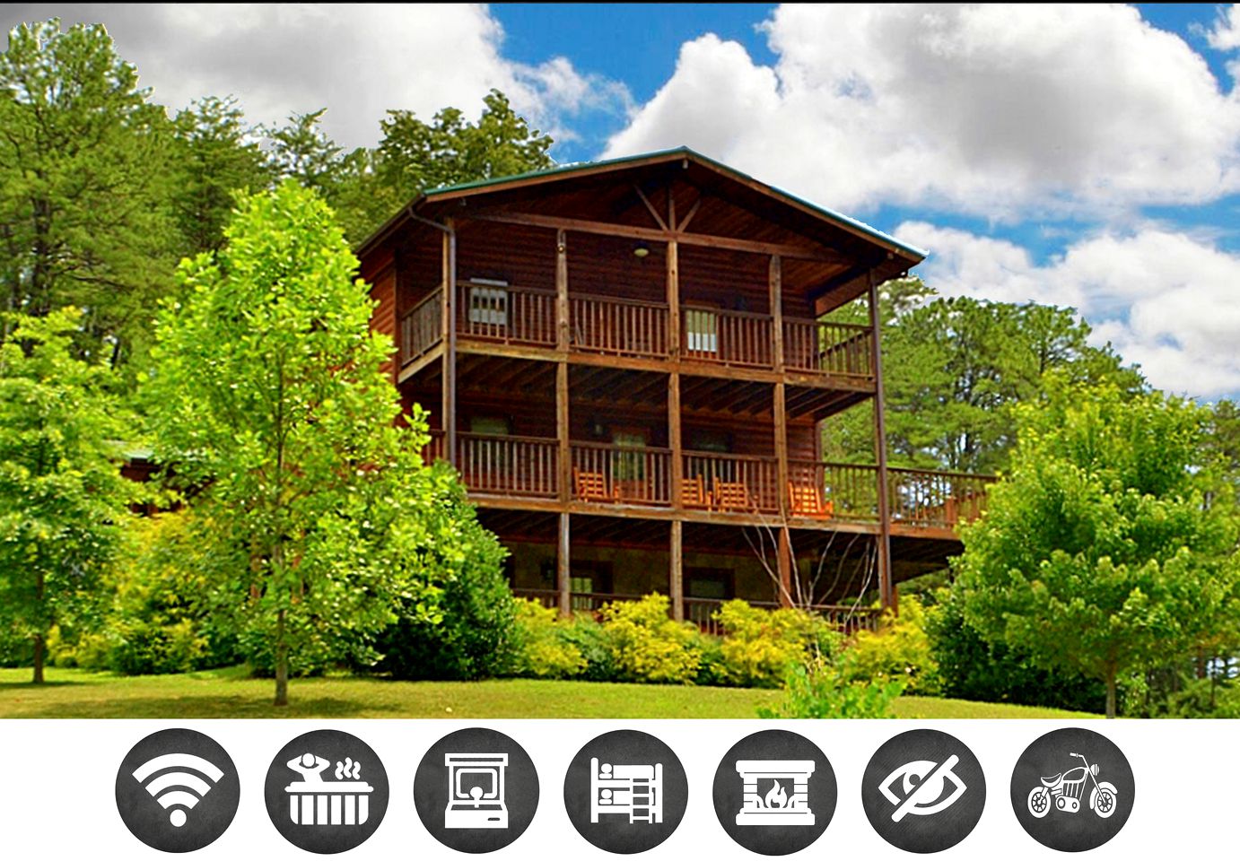 Impressive Cabin with Fireplace, Hot-tub and Stunning Forest Views in Sevierville, Tennessee
