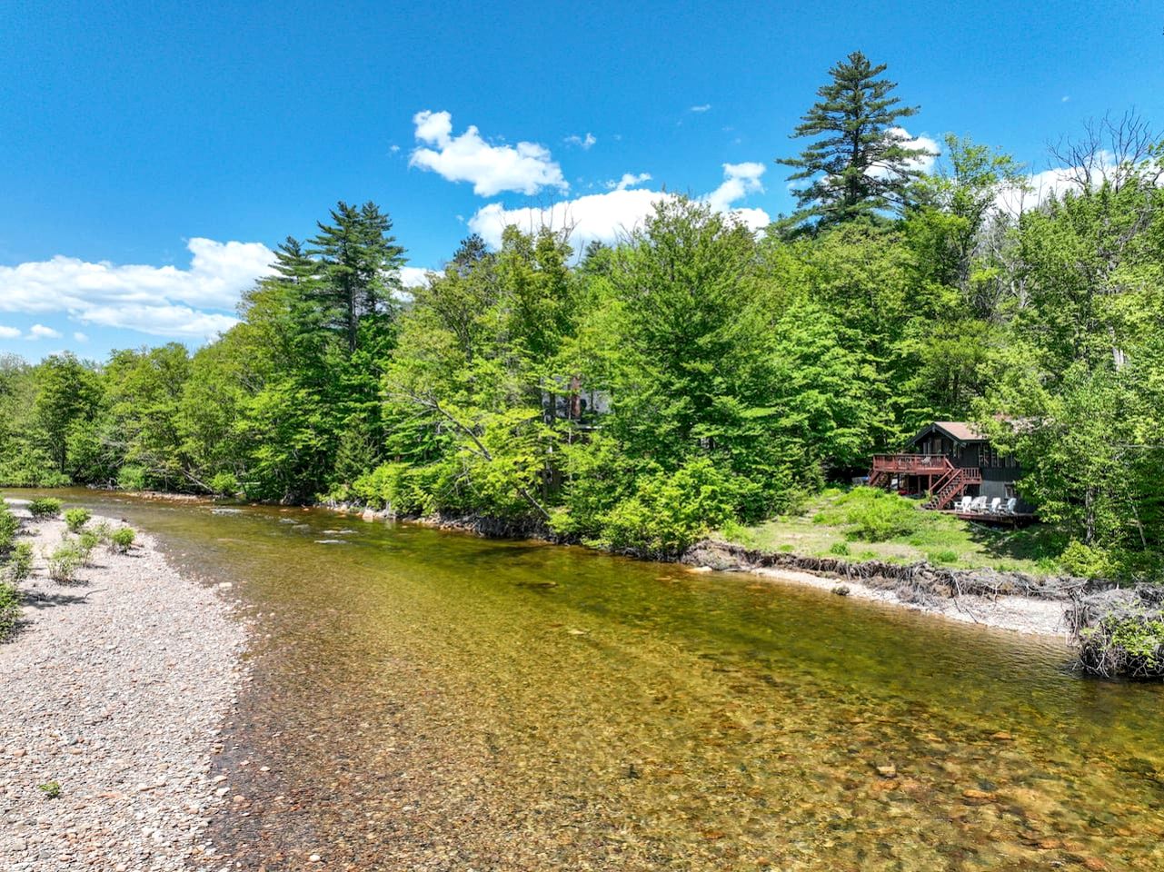 Modern Cabin Riverfront Retreat Near Attitash Mountain in Bartlett, New Hampshire