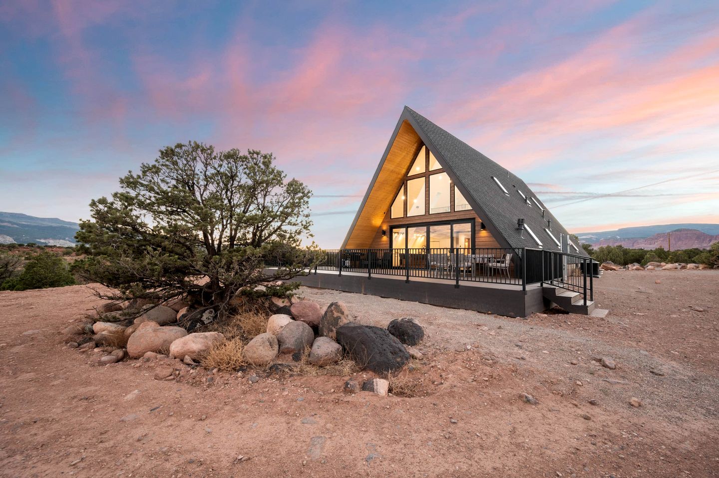 Experience Pure Glamping on this A-frame Placed in the Middle of the Desert in Wayne County, Utah