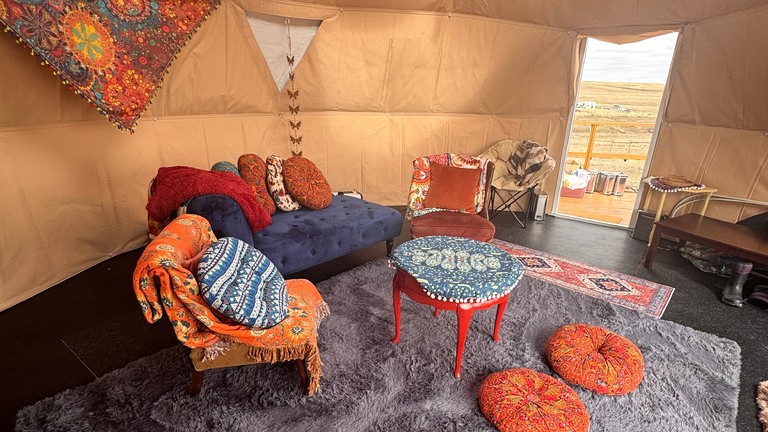 Warm and Inviting Geodesic Dome on a Wellness Ranch on the Prairie, Perfect for a Weekend of Goat Yoga and Meditation