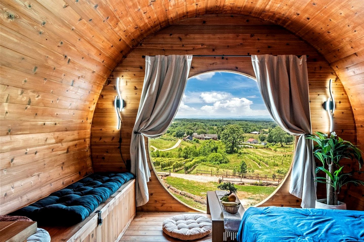 Incredibly Unique Barrel Pod on a Beautiful Private Vineyard with Breathtaking Views for an Unforgettable Glamping Experience in Jonesville, North Car