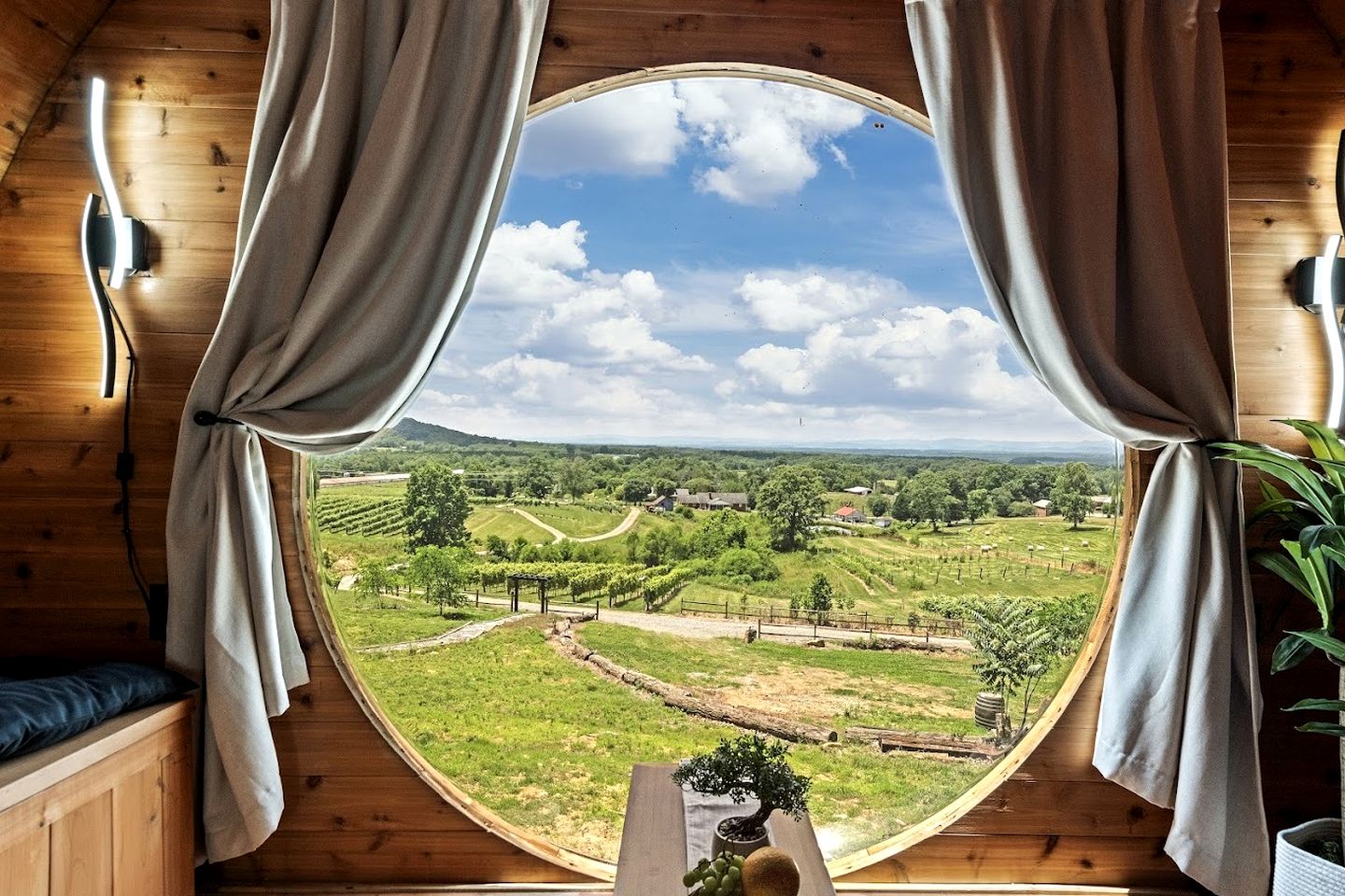 Incredibly Unique Barrel Pod on a Beautiful Private Vineyard with Breathtaking Views for an Unforgettable Glamping Experience in Jonesville, North Car
