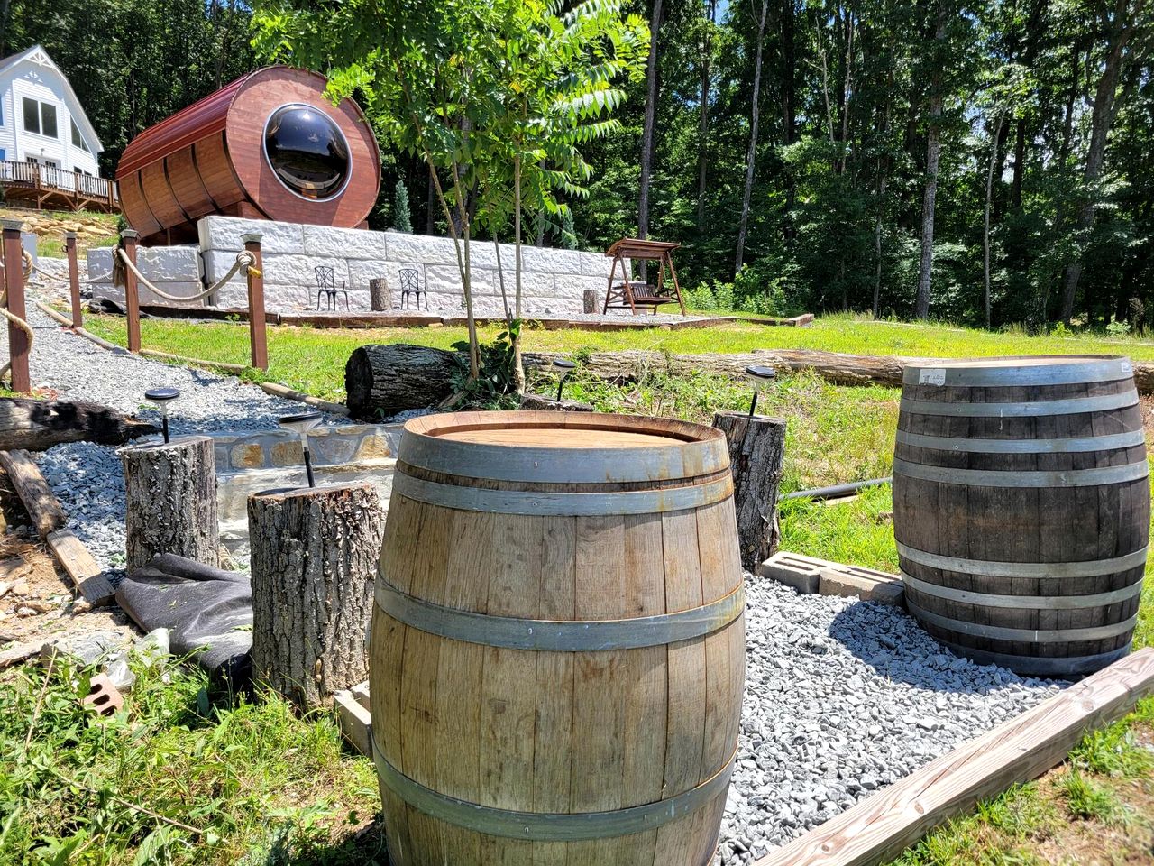 Incredibly Unique Barrel Pod on a Beautiful Private Vineyard with Breathtaking Views for an Unforgettable Glamping Experience in Jonesville, North Car
