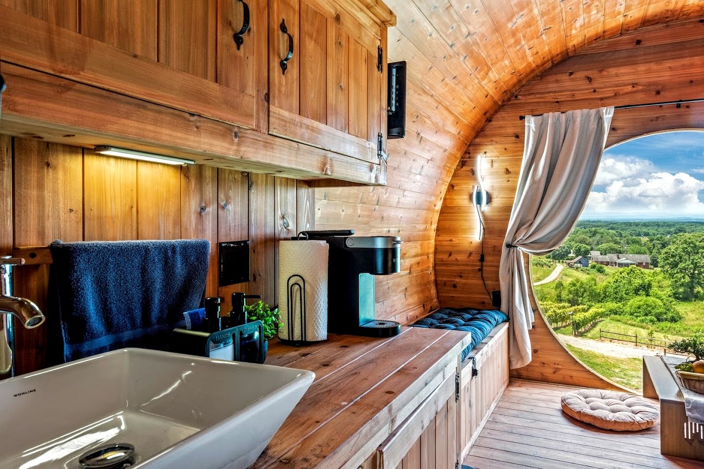 Incredibly Unique Barrel Pod on a Beautiful Private Vineyard with Breathtaking Views for an Unforgettable Glamping Experience in Jonesville, North Car