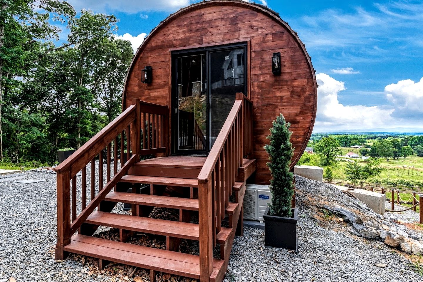 Incredibly Unique Barrel Pod on a Beautiful Private Vineyard with Breathtaking Views for an Unforgettable Glamping Experience in Jonesville, North Car