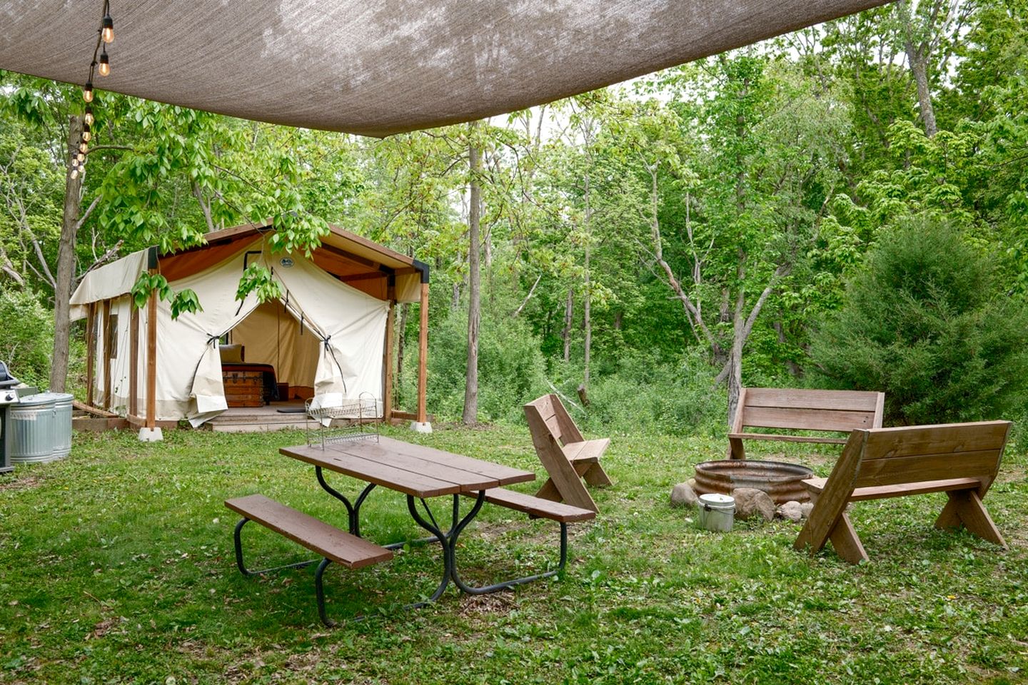 Three Quaint Glamping Tents Surrounded by Nature for a Wonderful Group Getway in Troy, Wisconsin