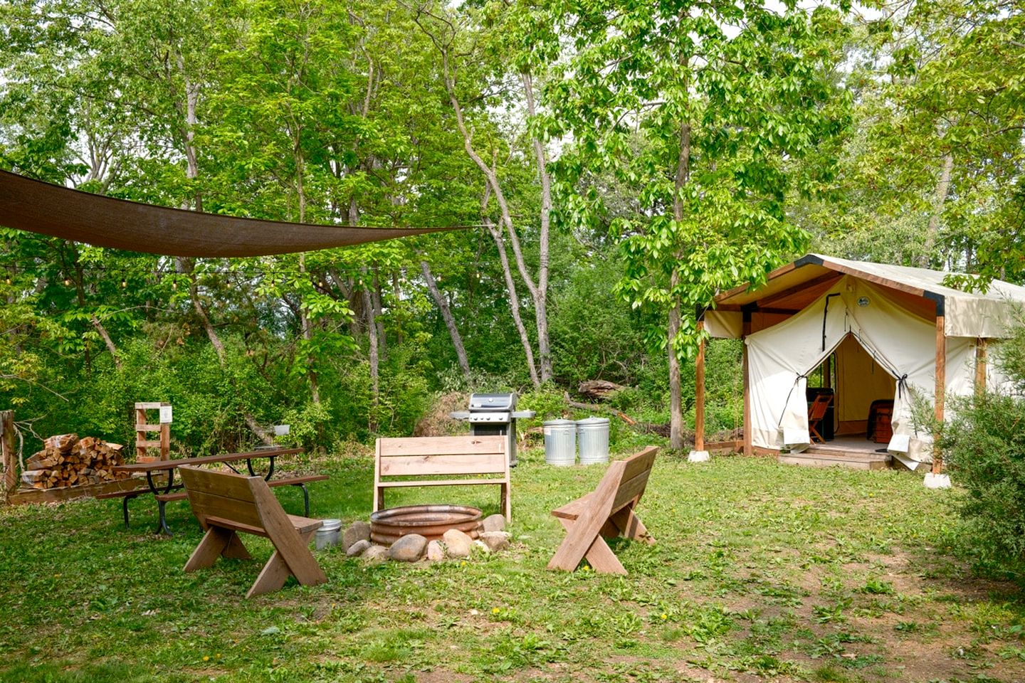 Three Quaint Glamping Tents Surrounded by Nature for a Wonderful Group Getway in Troy, Wisconsin