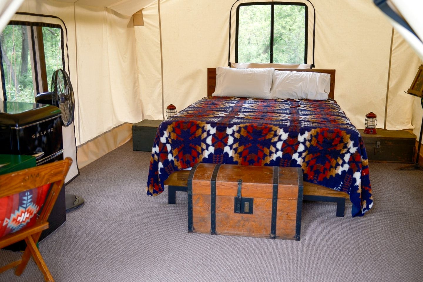 Three Rustic Glamping Tents for a Unique Group Adventure in Nature in Troy, Wiconsin