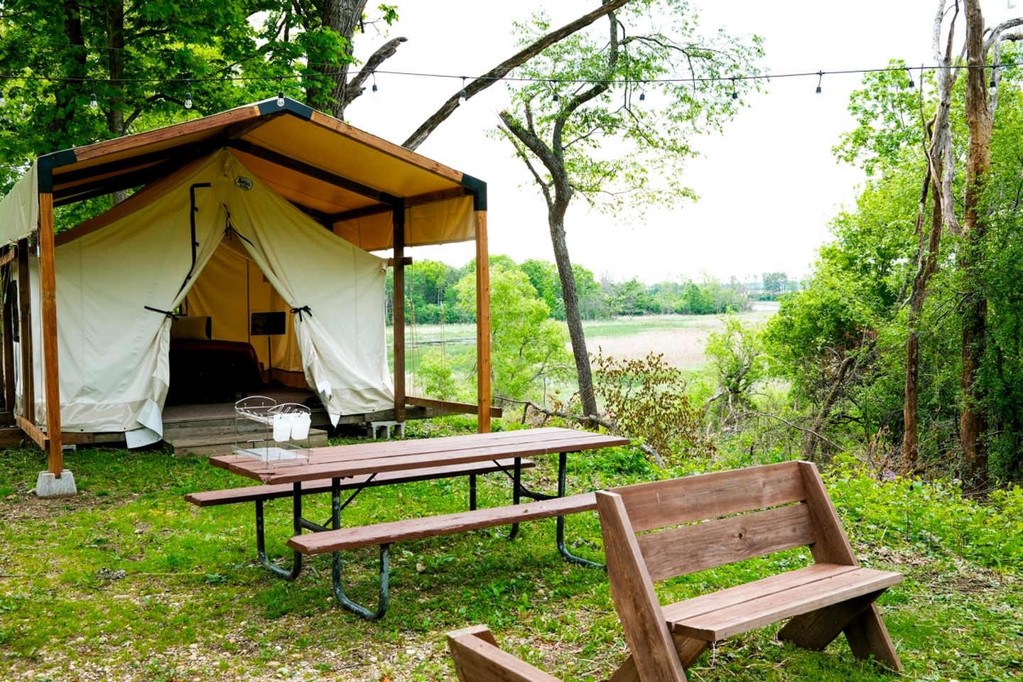 Three Rustic Glamping Tents for a Unique Group Adventure in Nature in Troy, Wiconsin